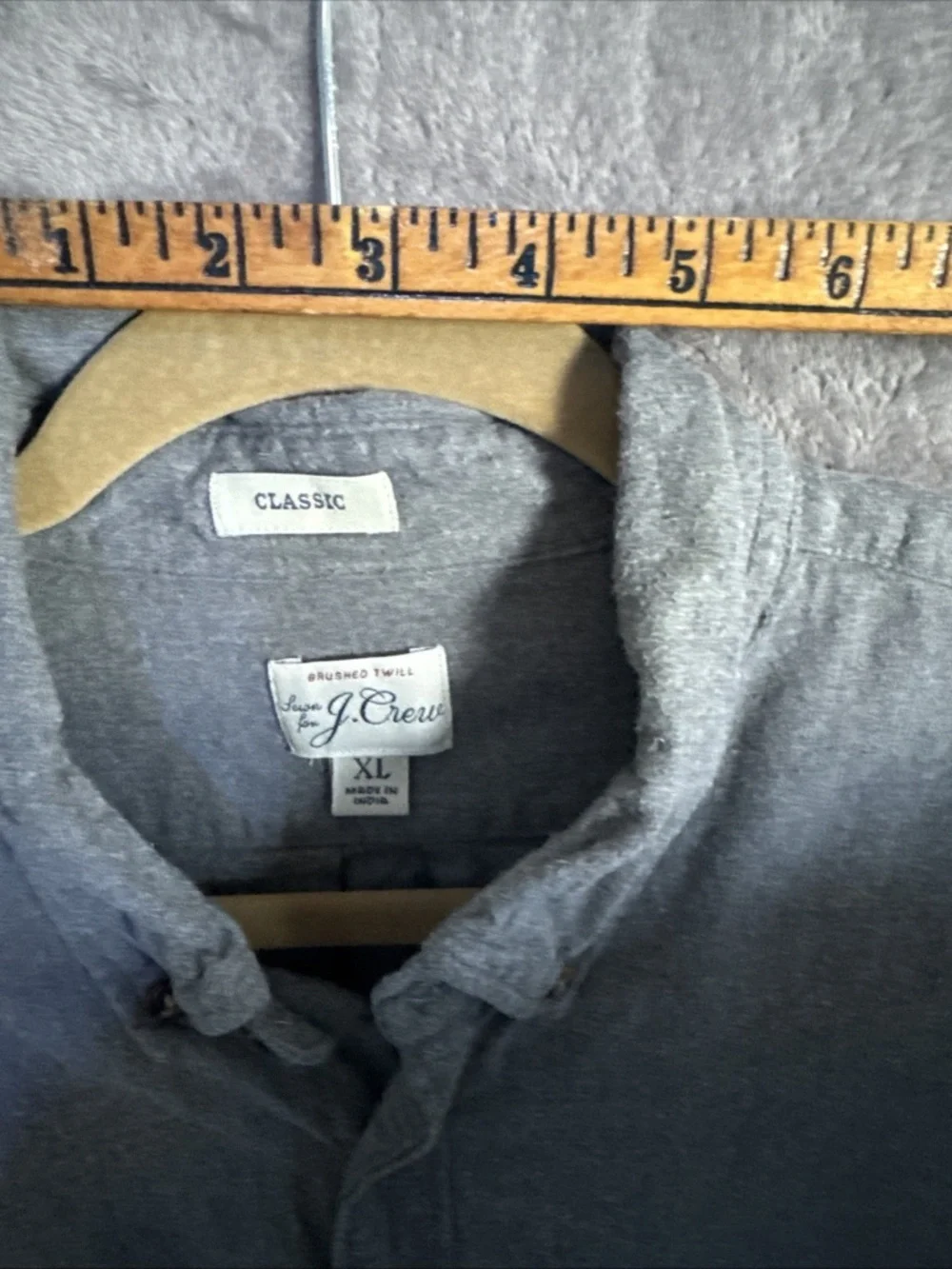 J.Crew Men's Brushed Twill Button Down Shirt Gray XL Classic Fit (FITS LIKE LRG)